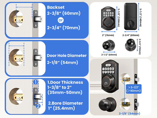 Notice: Door lock size parameters
