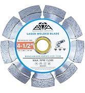 Benchmark Abrasives 4.5” Laser Welded Segmented Diamond Blade with Steel Core, Saw Blades for Ang...
