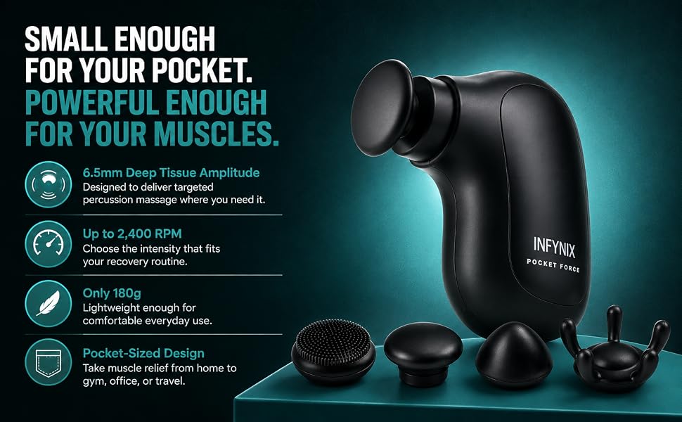 Small massager, body massage gun, handheld massage tool, vibrational massage gun, deep tissue