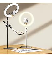 Overhead Phone Mount,Overhead Camera Mount Stand[Anti-Shaking] with 10.5" Ring Light,Desk Stand f...