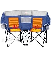 SUNNYFEEL Heated Double Camping Chair, Outdoor Portable Loveseat Chair, Heavy Duty Folding Lawn C...