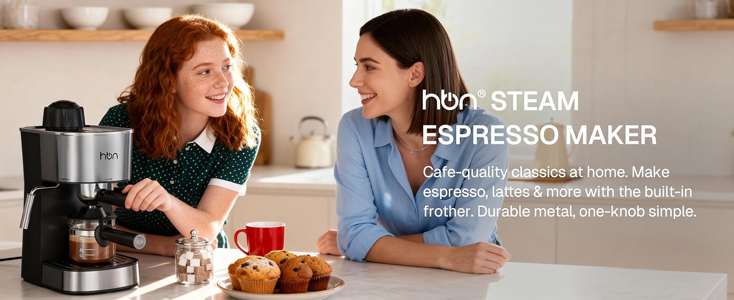 HBN Espresso Machine, 3.5Bar Espresso and Cappuccino Maker