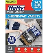 Hefty Shrink-Pak – 3 Large and 3 XL Vacuum Seal Storage Bags – Space Saver Bags for Clothing, Pil...