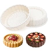 Vinino 2Pack Charlotte Cake Pan with Metal Reinforced Frame, 8 Inch Silicone Cake Pan for Baking,...