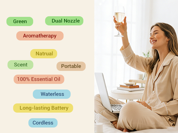 waterless essential oil diffuser scent aromatherapy car room hotel bedroom mini cordless portable 