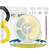 FCOB 16.4FT/5m COB LED Strip Light, DC12V Warm White Dimmable Black PCB Light Strips 2700K, 8mm C...