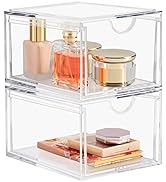 Boxalls 2 Pack Acrylic Stackable Cosmetic Organizer Drawers, Clear Makeup Organizer Storage for C...