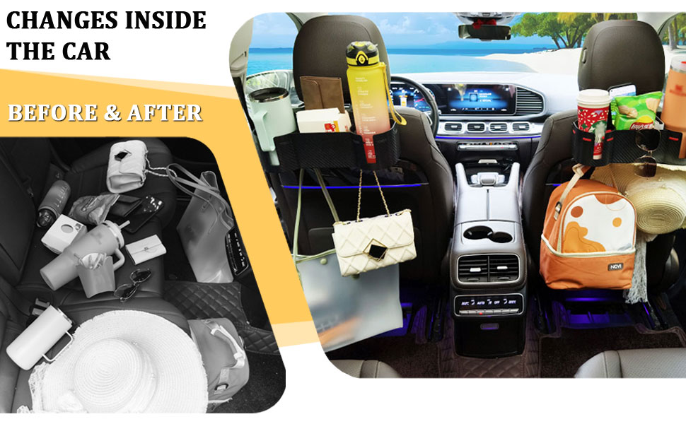 Car Headrest Backseat Cup Holder with Organizer