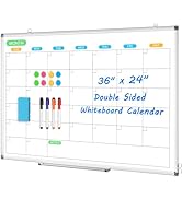 AMUSIGHT Dry Erase Board Calendar for Wall, 36" x 24" Magnetic Whiteboard Calendar, Monthly Calen...