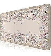 HAOCOO Floral Desk Matt for Desktop, Floral Keyboard Mat with Edge Stitching, Non-Slip Large Mous...