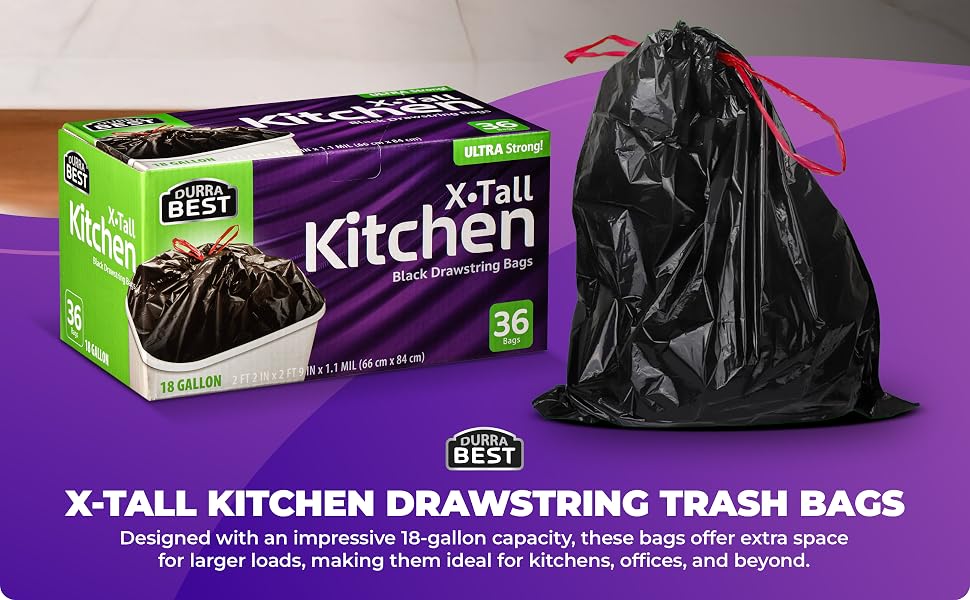 X-Tall Kitchen Drawstring Trash Bags 2