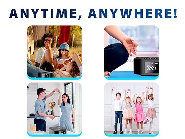 Boombox E1 with CD case - CD Player Portable Audio System + Extra BASS with Subwoofer + FM Radio