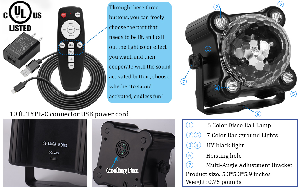 Buclhoz Disco Ball Lights