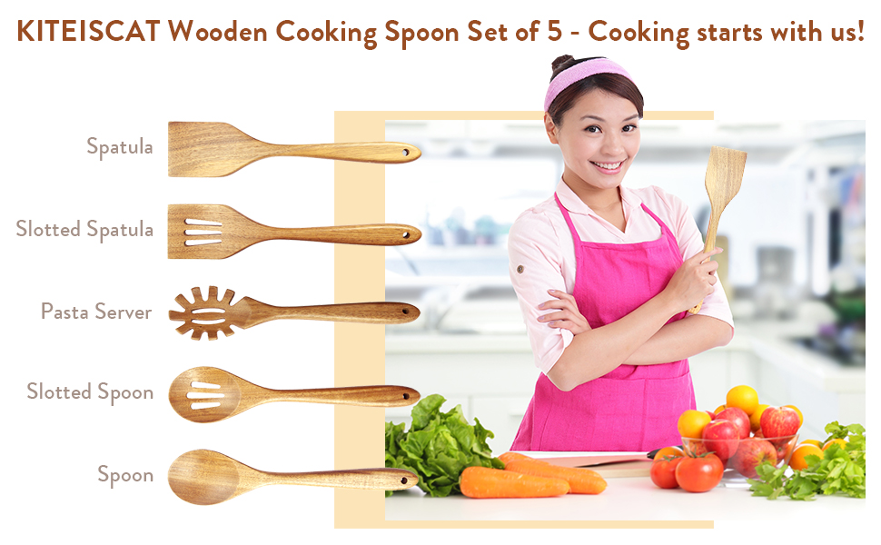 Wooden cooking spoon set