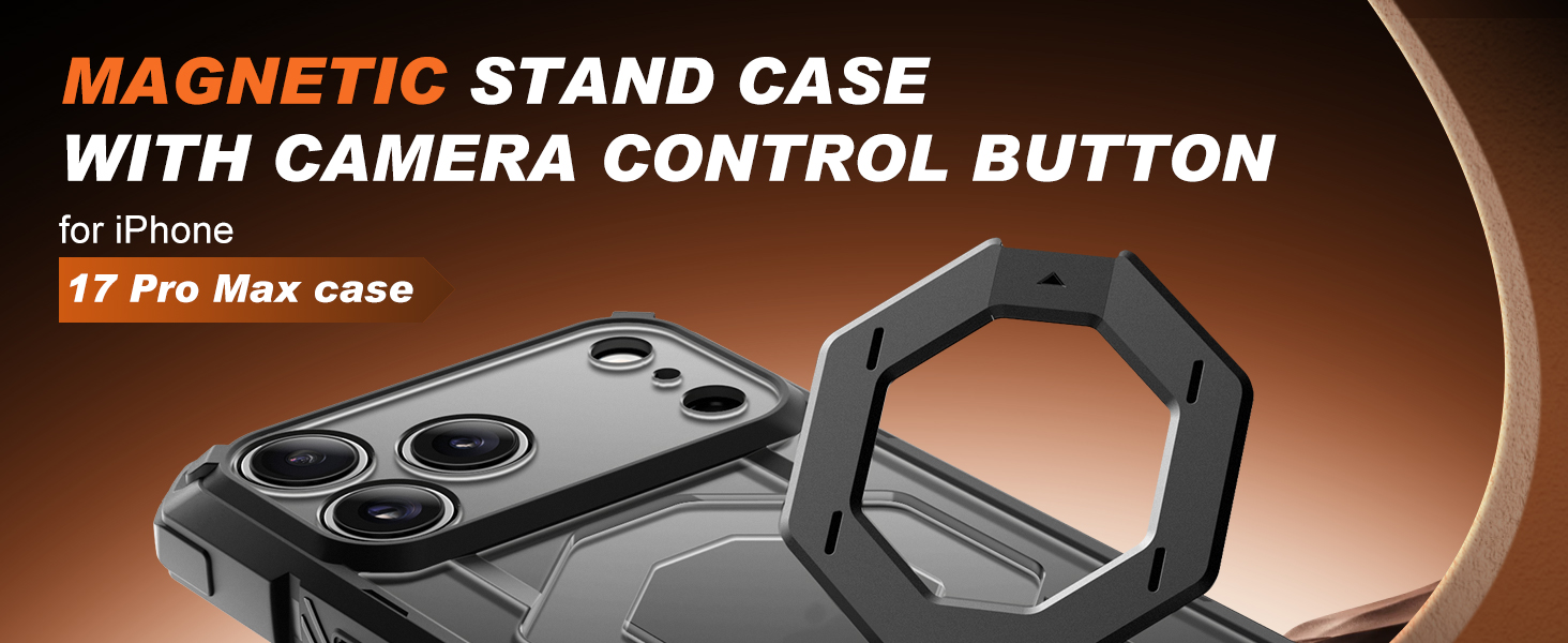 magnetic stand 17 pro max case with camera control button