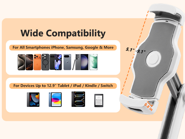 Tablet Pillow Stand for Bed, Compatible with 4.7&amp;#34;-13&amp;#34; Tablet/Kindle