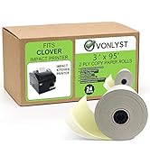 Vonlyst 2 ply Copy Carbonless Rolls 3x95 White/Canary for Clover Kitchen Printer Paper