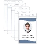 Pawfly 5 Pack Vertical ID Card Badge Holder Waterproof Clear PVC Card Sleeve Case Cover Heavy Dut...