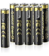 ORICO Ener-G Lithium-ion Battery Rechargeable AA Batteries with Tpye C Charging Cable 4-Pack Double ...