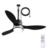 Amico 42 Inch Outdoor Ceiling Fans with Lights for Patios, IP65 Waterproof Gazebo Fan Remote Cont...