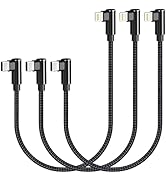 USB C to Lightning Cable 1ft MFi Certified 3 Pack Right Angle iPhone Charger 90 Degree Nylon Brai...