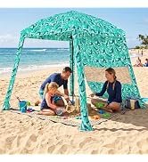 HOMEDEMO 6'×6' Beach Cabana, Beach Canopy Tent Easy Set up and Take Down with Sand Pockets, Big S...