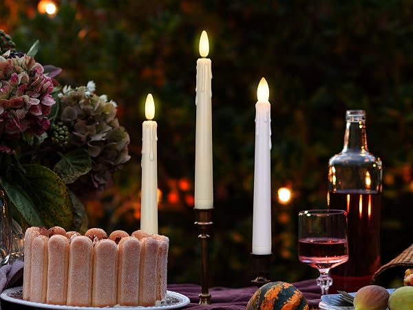 Drip Wax Look Flameless Taper Candles