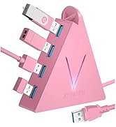 JoyReken 4-Port USB 3.0 Hub, FlyingVHUB Vertical Data USB Hub with 2 ft Extended Cable, for Mac, ...