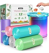 1.2 Gallon/330pcs Strong Trash Bags Colorful Clear Garbage Bags by Teivio, Bathroom Trash Can Bin...