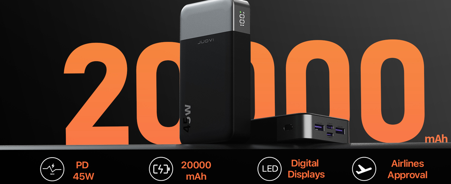 45w power bank usb power bank usb battery pack portable charger 20000mah powerbank