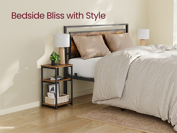 Side Table, Small End Table, Tall Nightstand for Living Room, Bedroom, Office, Bathroom