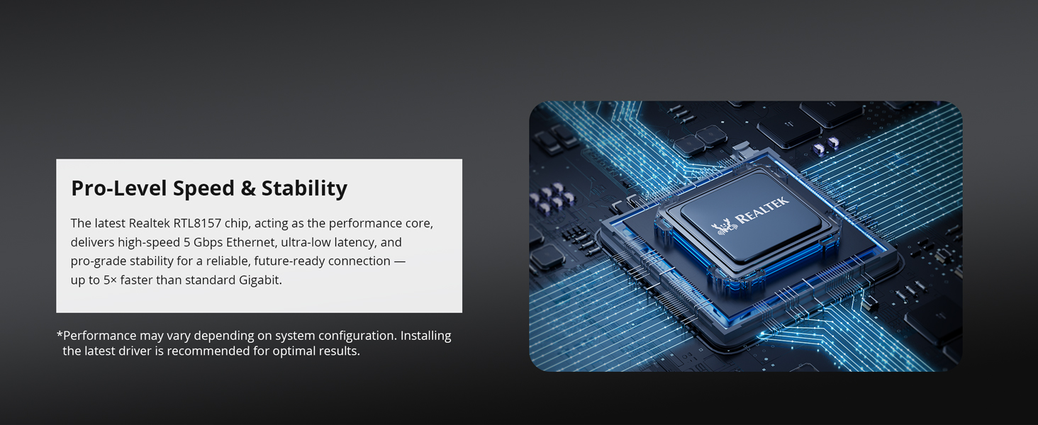 The Adapter&amp;#39;s Realtek RTL8157 Chip Delivers 5 Gbps Ethernet for a Stable Wired Connection