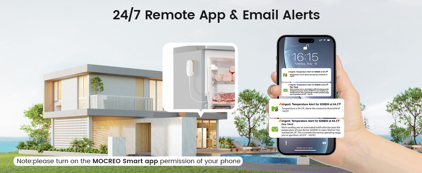 3 Instant Alerts: Receive app push notifications, email alerts, and 80dB loud hub alarm