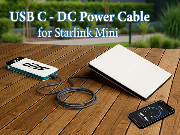 NEDUL Starlink Mini USB C to DC Power Cable, 3.2ft Starlink Mini Type-C to DC Power Cable