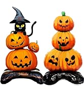 2 Pieces Large Halloween Pumpkin Foil Balloons, 43 Inches Standing Stacked Pumpkins Mylar Balloon...