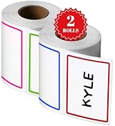 Office Werks 500 Name Badge Stickers with Color Border, 2 Rolls of 250, Multipurpose, Self-Adhesi...