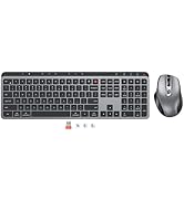 MEETION New Wireless Bluetooth Keyboard and Mouse, Dual Bluetooth and USB Full Size Rechargeable ...