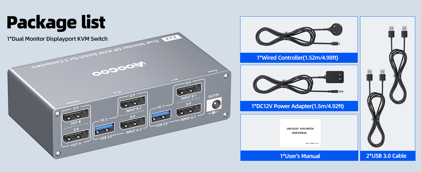 Dual Monitor KVM Switch for 2 Computer