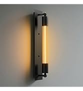 ALAMPEVER Modern Wall Sconces with Dimmable T10 LED Bulb, Black Bathroom Sconces Wall Lighting wi...