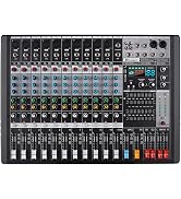 Doslnlya EX12 12-Channel Bluetooth Mixer with 99 DSP Effects, MP3+7 Band Equalizer and USB Record...