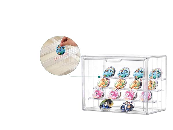 Clear Acrylic Display Boxes,3 Tiers Display Case with 2 Movable Plate,Display Box with Magnetic Door