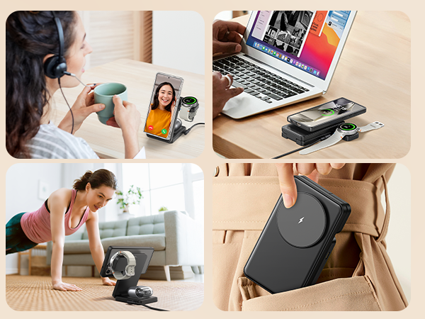 Foldable charging stand for travel