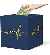 CINSOEN Navy Blue Card Box with Gold Foil Design, Paperboard 8.7" Card Box for Birthday Wedding P...