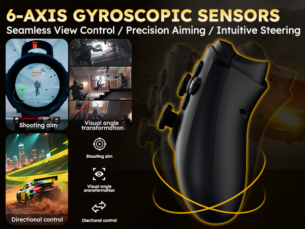 The handle has a 6-axis gyroscope sensor and has Seamless View Control,Precision Aiming