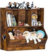 Lerliuo Kids Toy Storage Organizer, Children Small Bookcase and Bookshelf, Toddler 4 Cubby Toy St...