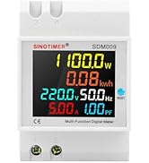 Electricity Meter DIN Rail Voltmeter Ammeter AC 40-300V,Energy Meter with DIN Rail LCD Digital Me...