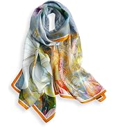 PoeticEHome 100% Mulberry Silk Long Scarf - Women's Large Oblong Sunscreen Shawl with Gift Packaging