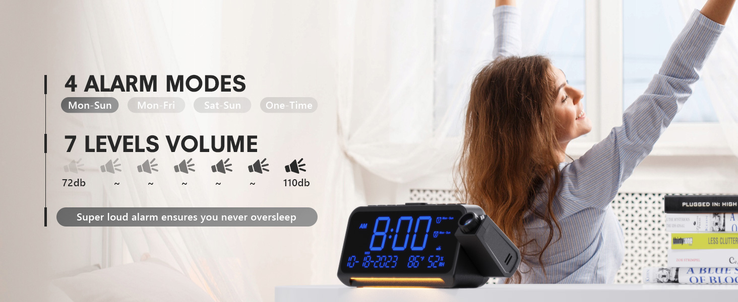 4 alarm modes, 7 levels volume
