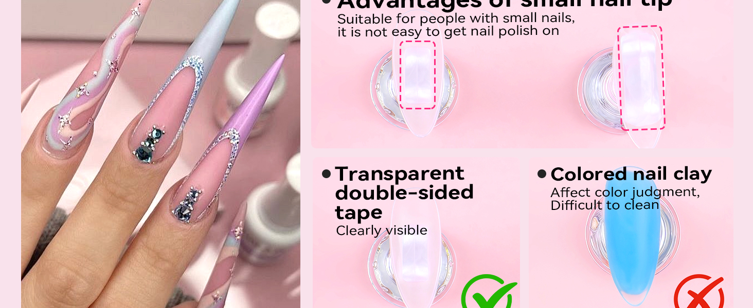 nail stands for Press on nails with 200PCS Double Sides taps And acrylic nail tips