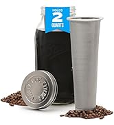 County Line Kitchen Cold Brew Coffee Maker, Mason Jar Pitcher - Heavy Duty Soda Lime Glass w/Stai...